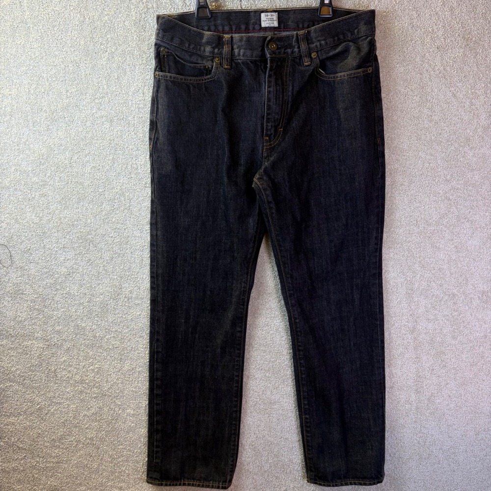 J.Crew Vintage Slim‎ Straight Jeans Mens 32x30 Black Dark Wash Denim Preppy
